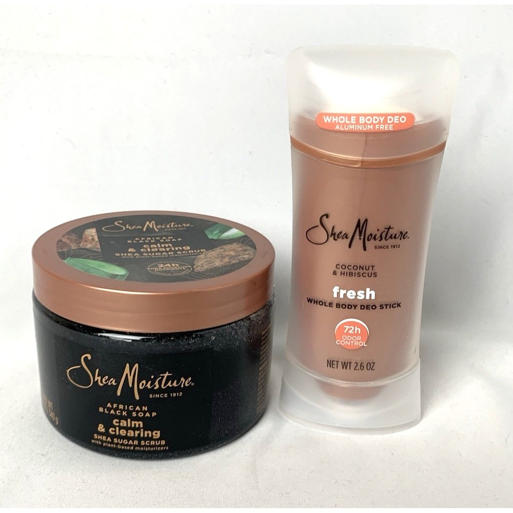 SheaMoisture African Black Soap Sugar Body Scrub 12 oz & Whole Body Deodorant